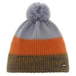Eisbär Star Pompon MÜ RL Mütze Ockermeliert Orange